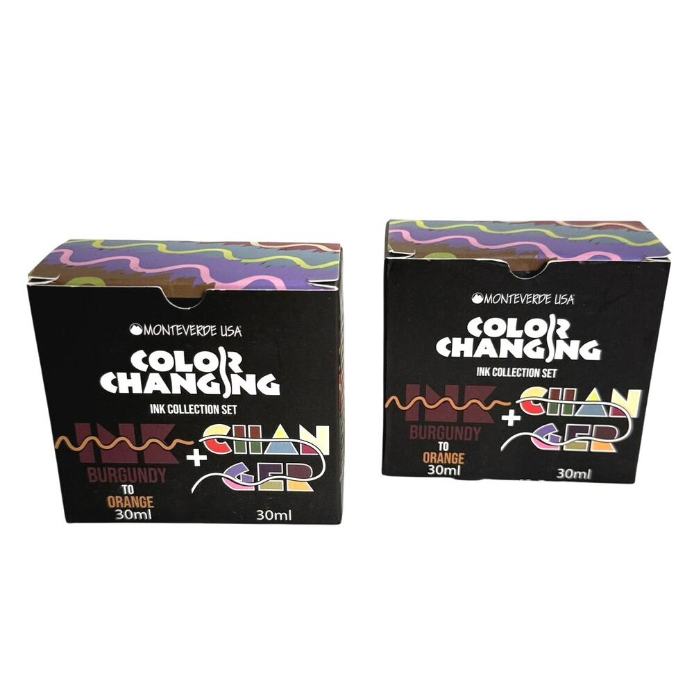 New sealed bottles Monteverde USA color changing ink (2 bottles) burgundy orange